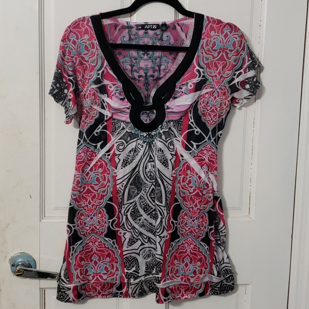 Womans APT 9 Pink and Black Blouse Sz Small